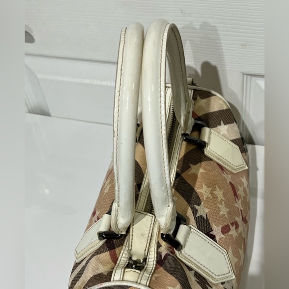 Burberry White Supernova Check Stars Satchel - Picture 7 of 16
